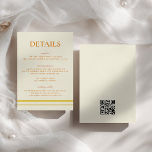 Carte D'accompagnement Code QR simple des détails de mariage jaune beurre