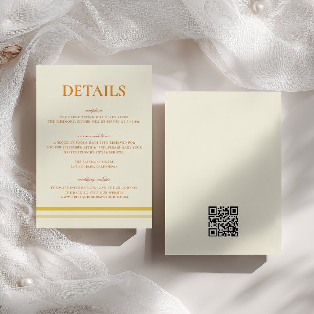 Carte D'accompagnement Code QR simple des détails de mariage jaune beurre (Créateur téléchargé)