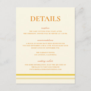 Carte D'accompagnement Code QR simple des détails de mariage jaune beurre
