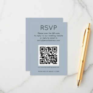 Carte D'accompagnement Code QR simple Dusty Blue Wedding RSVP