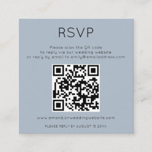 Carte D'accompagnement Code QR simple Dusty Blue Wedding RSVP Enclôture C