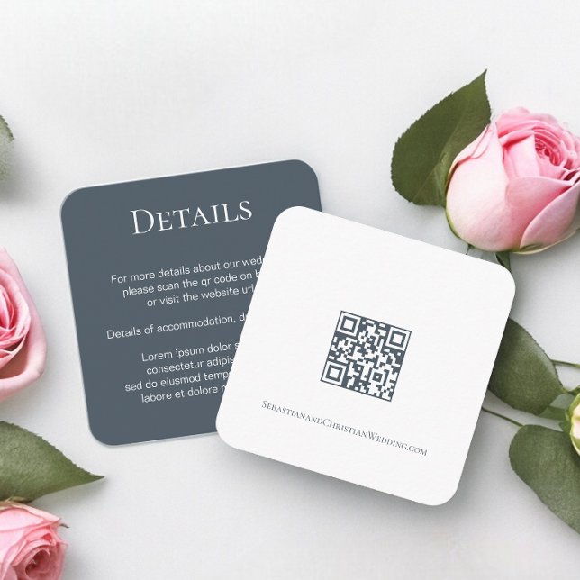 Carte D'accompagnement Code QR simple et élégant (Elegant Wedding Plain Simple QR Code Enclosure Cards from Ricaso. Add your details to this card)