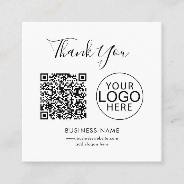 Carte D'accompagnement Code QR simple et Merci de logo d'entreprise (Devant)