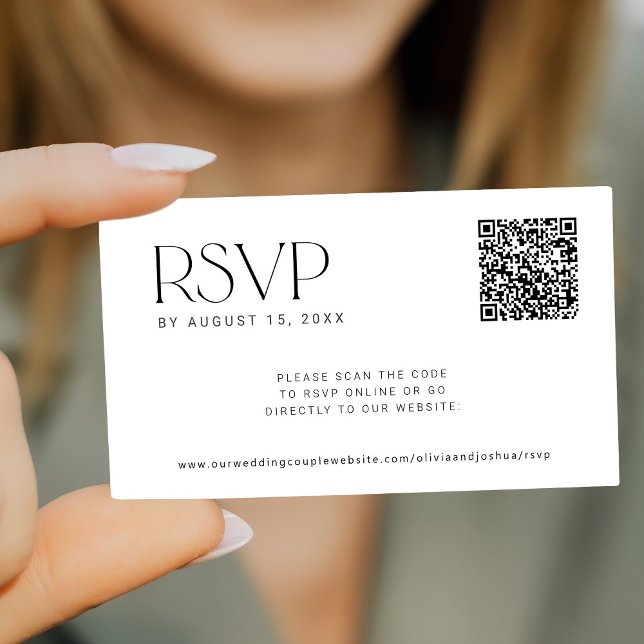 Carte D'accompagnement Code QR simple mariage noir et blanc en ligne RSVP (Créateur téléchargé)
