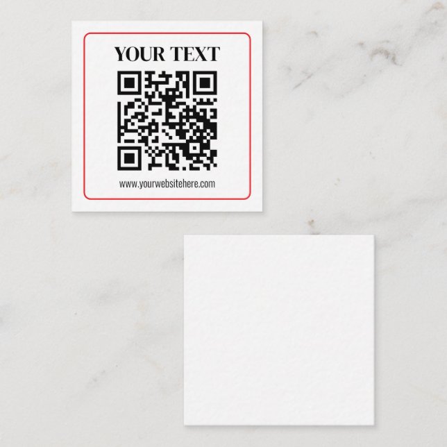 Carte D'accompagnement Code QR simple noir et blanc avec bordure rouge (Devant / Derrière)
