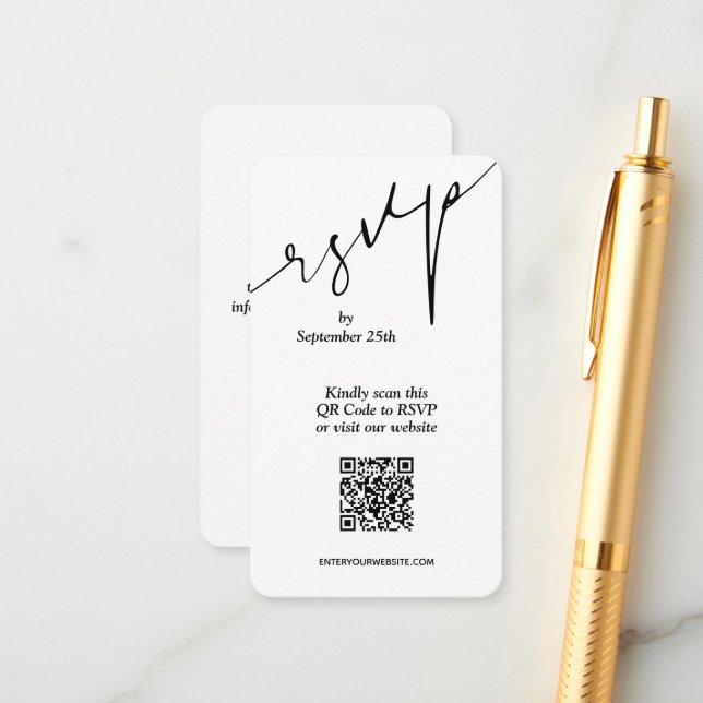 Carte D'accompagnement Code QR simple pour mariage (Devant/Arrière en situation)