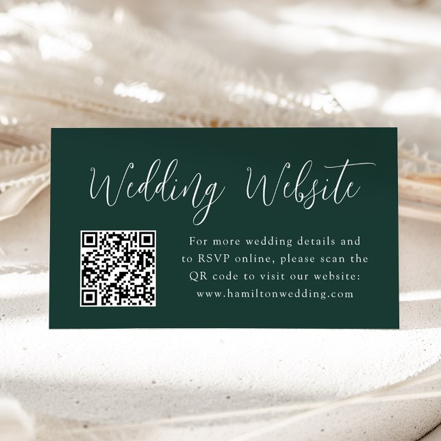 Carte D'accompagnement Code QR simple pour site web de mariage vert forêt (Créateur téléchargé)