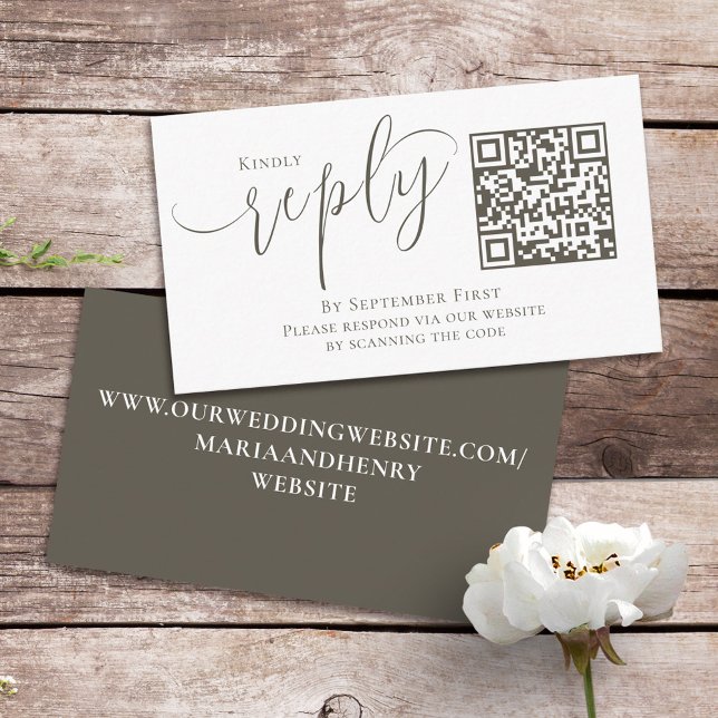 Carte D'accompagnement Code QR simple RSVP Online Calligraphy Script (Créateur téléchargé)