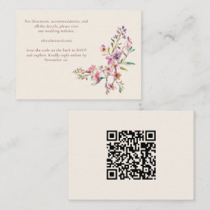 Carte D'accompagnement Code QR Site Web Fleurs Sauvages Rose Violet Maria