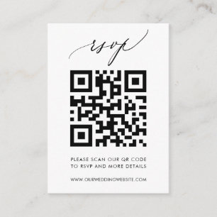 Carte D'accompagnement Code QR tendance élégante Calligraphie Mariage RSV
