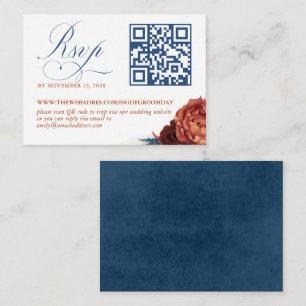 Carte D'accompagnement Code QR Terracotta Mariage Floral RSVP Enclôture C