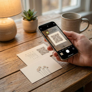 Carte D'accompagnement Code QR tons assourdis minimalistes fleurs sauvage