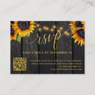 Carte D'accompagnement Code QR tournesol rustique élégant mariage RSVP
