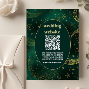 Carte D'accompagnement code qr Vert Emeraude Or Céleste Mariage