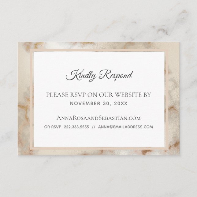 Carte D'accompagnement *~* Code QR Website AR2 Marbre Wedding RSVP (Devant)