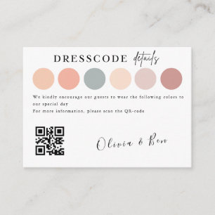Carte D'accompagnement Code robe couleur de mariage élégant Insertion