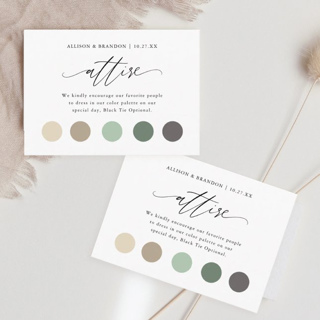 Carte D'accompagnement Code robe couleur de mariage élégant Insertion (Créateur téléchargé)