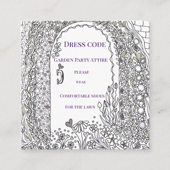 Carte D'accompagnement Code vestimentaire de mariage floral pour porte de (Devant)