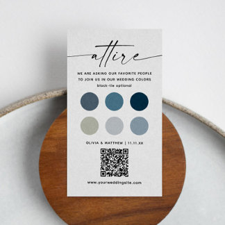 Carte D'accompagnement Code vestimentaire du Mariage nautique + Code QR |