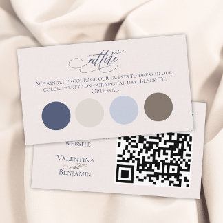 Carte D'accompagnement code vestimentaire mariage insérer bleu beige QR