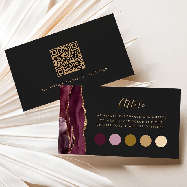 Carte D'accompagnement Code vestimentaire mariage sombre Agate Bourgogne (Créateur téléchargé)