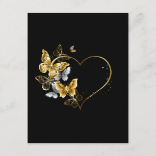 Carte D'accompagnement Coeur aux papillons d'or