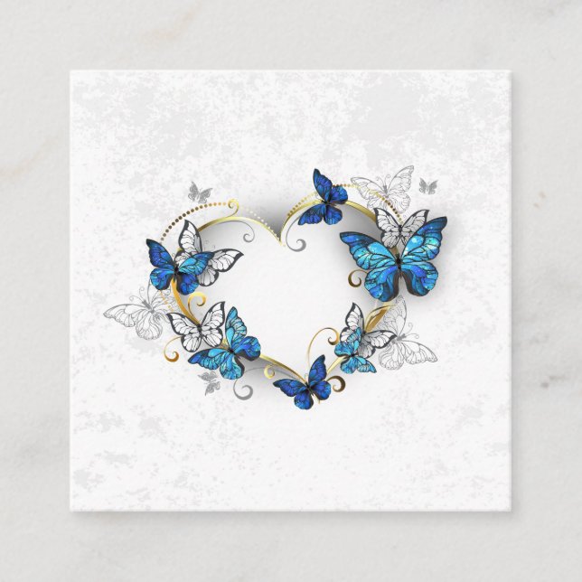 Carte D'accompagnement Coeur bijoux avec papillons Morpho (Devant)