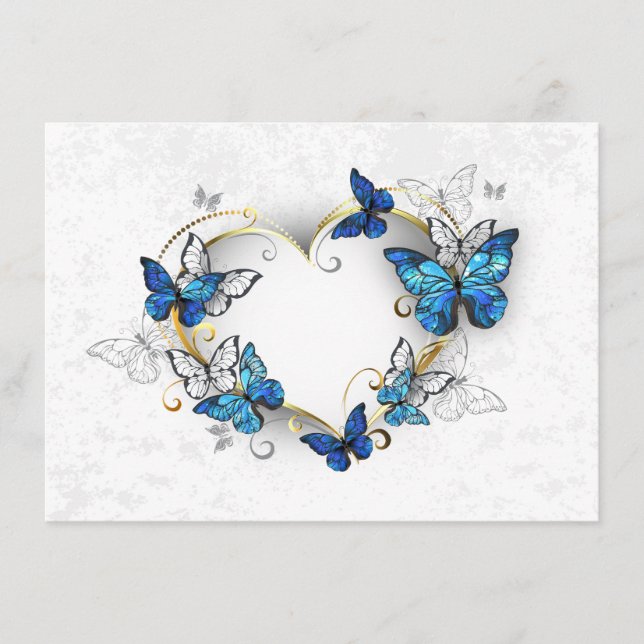 Carte D'accompagnement Coeur bijoux avec papillons Morpho (Devant)
