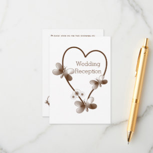 Carte D'accompagnement Coeur Chocolat Et Papillons Réception De Mariage