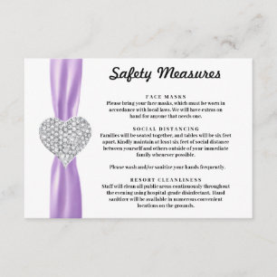 Carte D'accompagnement Cœur de Diamant Ruban Violet Mesures de Sécurité