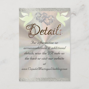 Carte D'accompagnement Coeur & Doves, Code QR - Blanc/Argent