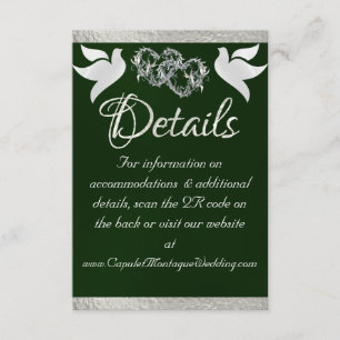 Carte D'accompagnement Coeur & Doves, Code QR - Emeraude/Argent