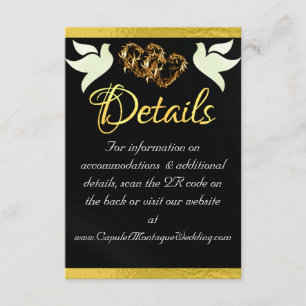 Carte D'accompagnement Coeur & Doves, Code QR - Noir/Or