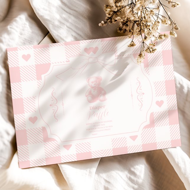 Carte D'accompagnement Coeur En vichy Dessin Français Teddy Raffle (Créateur téléchargé)