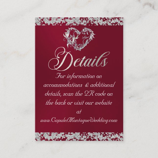 Carte D'accompagnement Coeur et Parties scintillant romantique, Code QR s (Devant)