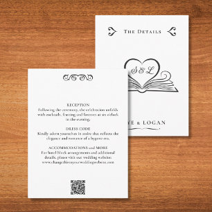 Carte D'accompagnement Cœur Littéraire Monogramme Détails de Mariage Bibl