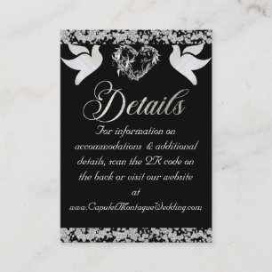 Carte D'accompagnement Coeur romantique, colombe et Parties scintillant, 