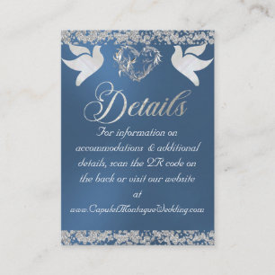 Carte D'accompagnement Coeur romantique, colombe et Parties scintillant, 