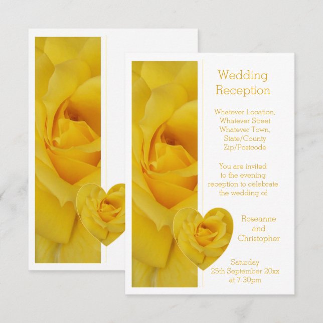 Carte D'accompagnement Coeur rose jaune Design Accueil de mariage (Devant / Derrière)