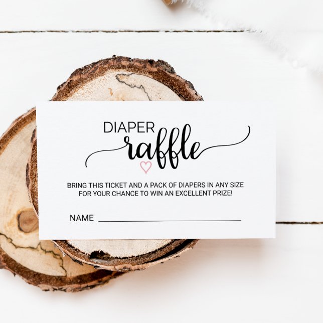 Carte D'accompagnement Coeur rose Noir Calligraphie Diaper Insertion (Créateur téléchargé)