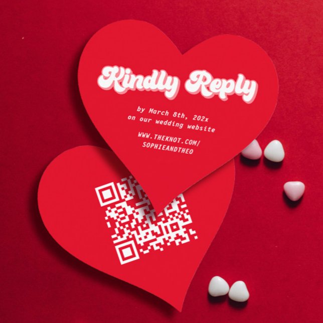 Carte D'accompagnement Coeur Rouge et rose Valentines Mariage RSVP do-it- (Créateur téléchargé)