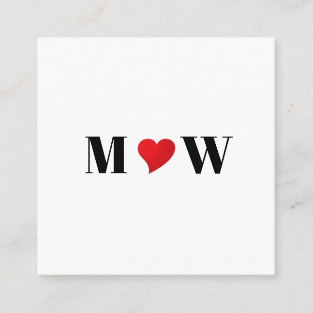 Carte D'accompagnement Coeur rouge mignon personnalisées couple monogramm (Devant)