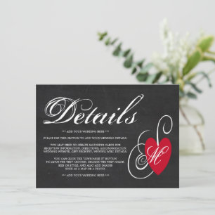 Carte D'accompagnement Coeur vintage - détail du Mariage de tableau noir