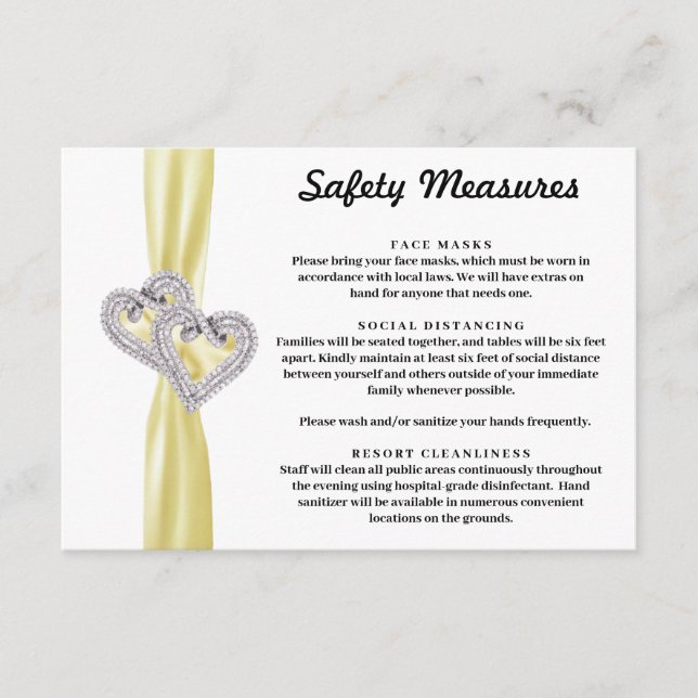 Carte D'accompagnement Cœurs de diamant Mesures de sécurité Ruban jaune (Devant)