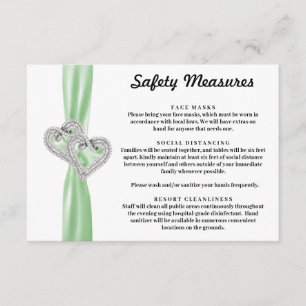 Carte D'accompagnement Cœurs de Diamant Ruban Vert Mesures de Sécurité