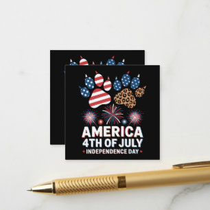 Carte D'accompagnement Cœurs de drapeau américain léopard Mignon 4 juille