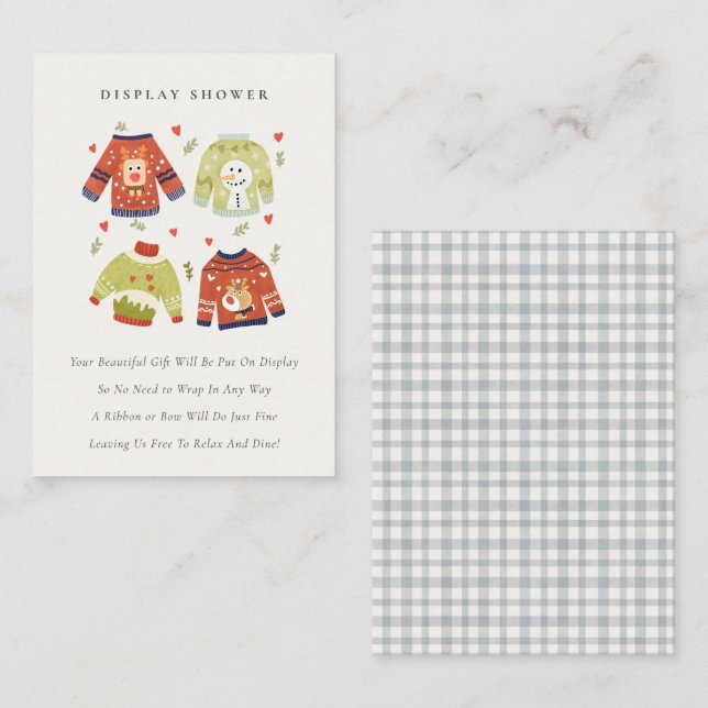 Carte D'accompagnement Coeurs hivernaux Baby shower d'affichage doux (Devant / Derrière)