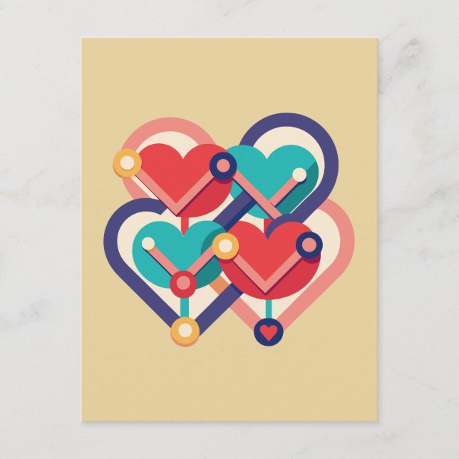 Carte D'accompagnement Coeurs interconnectés (Devant)