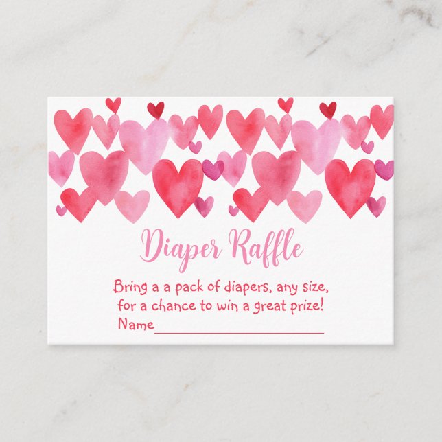 Carte D'accompagnement Coeurs Petit Baby shower amoureux Déchets Raffle (Devant)