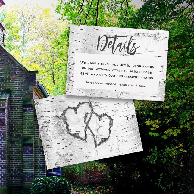 Carte D'accompagnement Coeurs sculptés écorce de bouleau Détails du Maria (Créateur téléchargé)